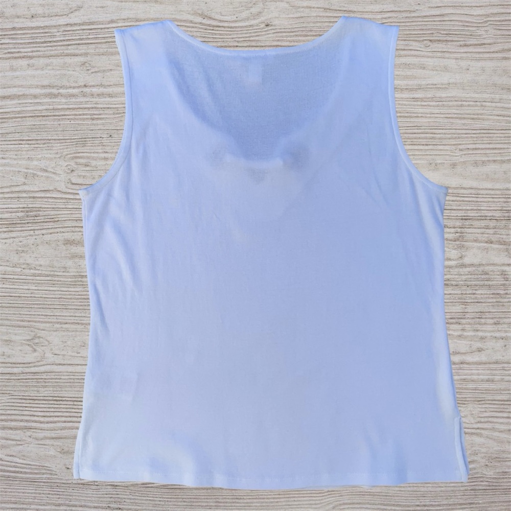 Tribal White Grommet Notch V-Neck Key Hole Knit Tank Top ~ Women’s Large - Picture 3 of 8